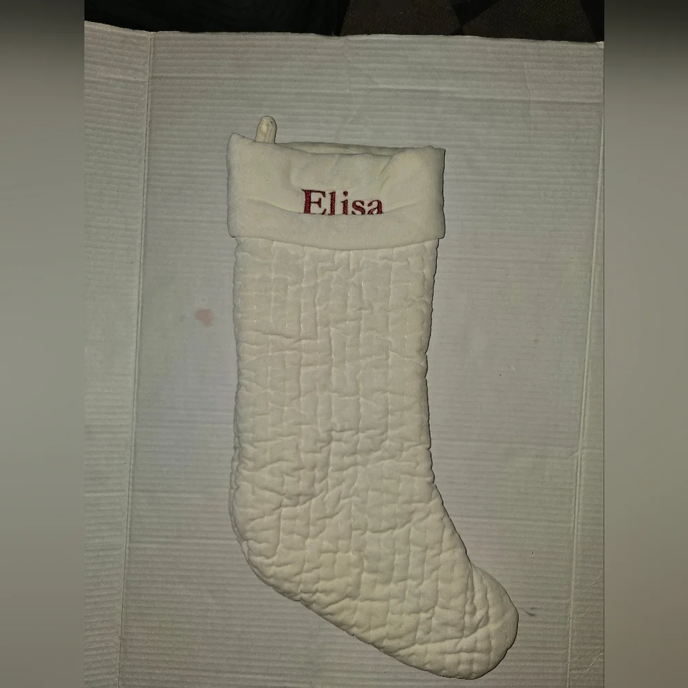 Pottery Barn Cream Quilted Christmas Stocking